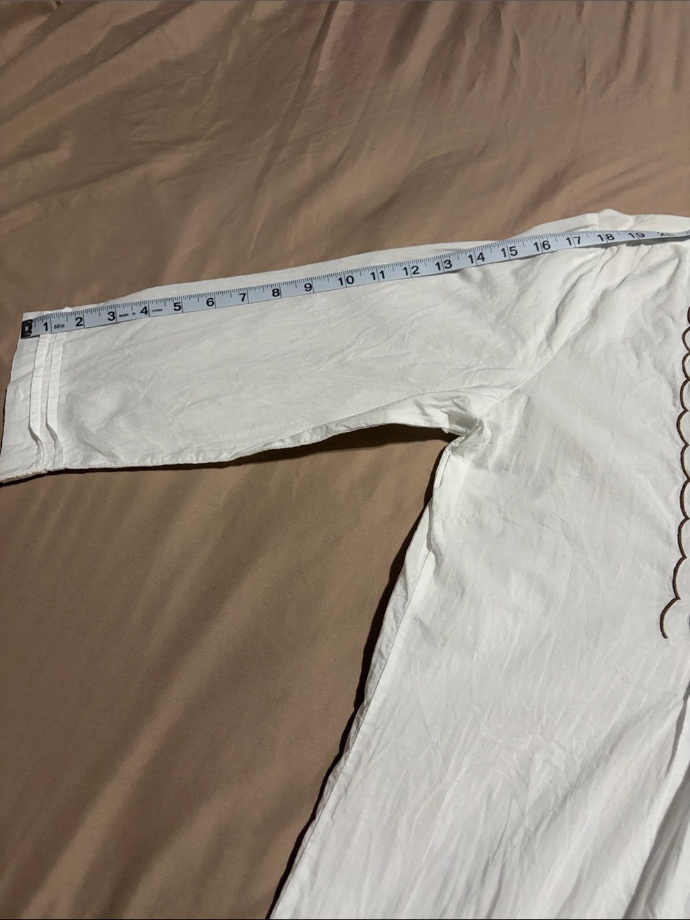 Tommy Bahama White Cotton Top with Brown Label and Embroidery - Picture 12 of 16
